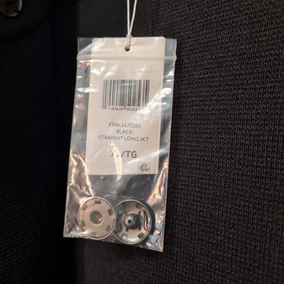 Eileen Fisher NEW Cardigan Sweater 100% Wool Leather Cuffs XL NWT Black Coat - Picture 11 of 13